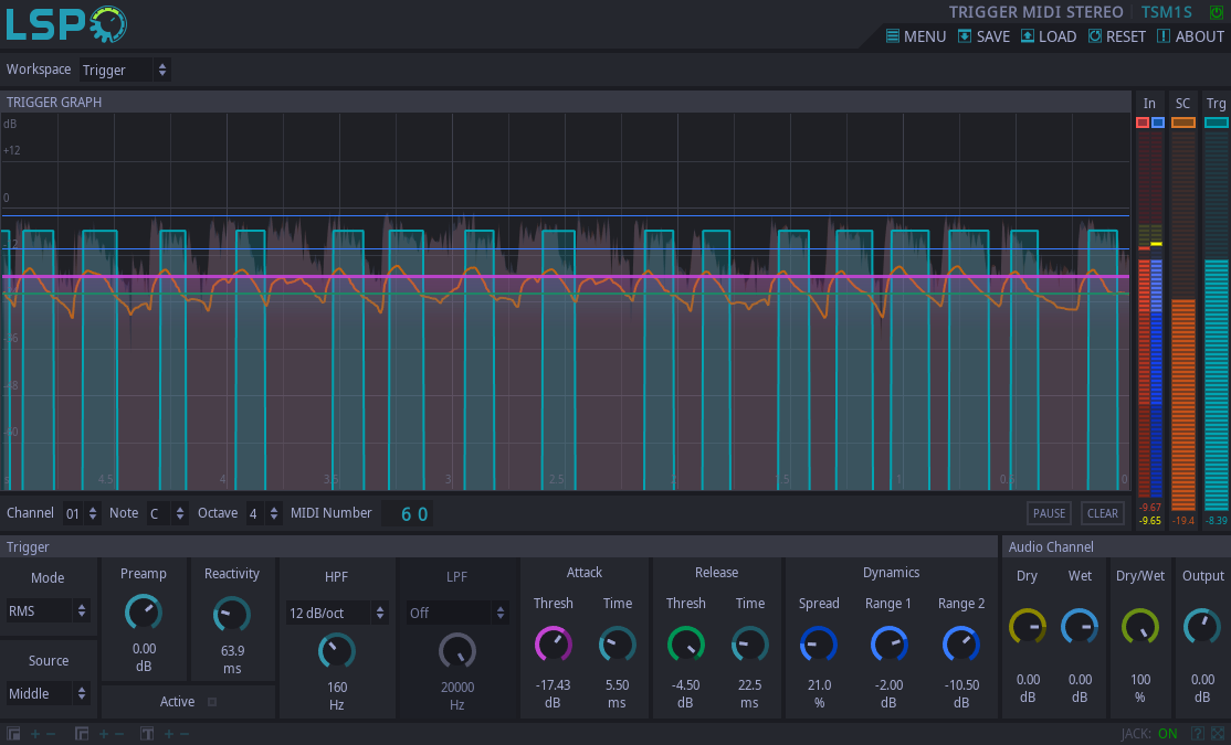 Triggersensor MIDI Stereo